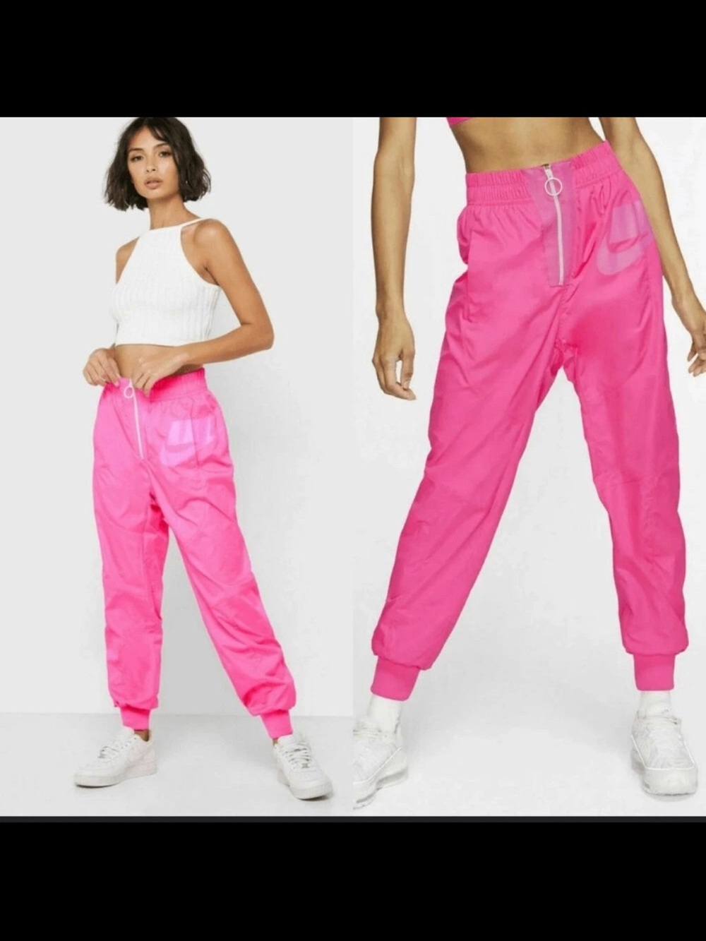 Nike Womens Hyper Pink Sportswear NSW Woven Logo Track Pants Joggers XS Hot Pink